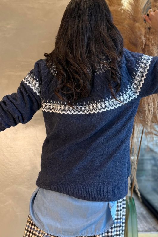 Greta Fair Isle Knit Navy